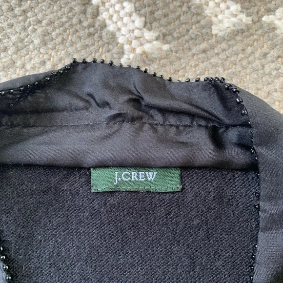 Vintage J.Crew Wool Cashmere Zip Beaded Silk Detail Cardigan Sweater - Picture 4 of 7